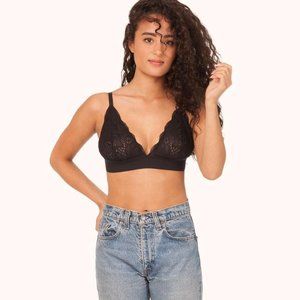 Black Long-Lined Lace Bralette - Lively